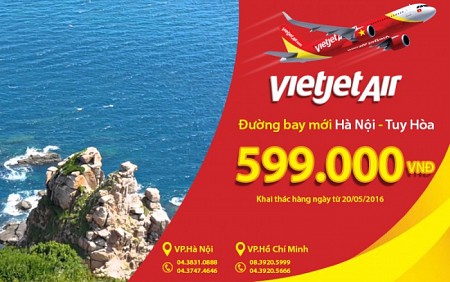 VietJet Air Mở Đường Bay Mới Hà Nội - Phú Yên Với Chỉ 599.000 VND
